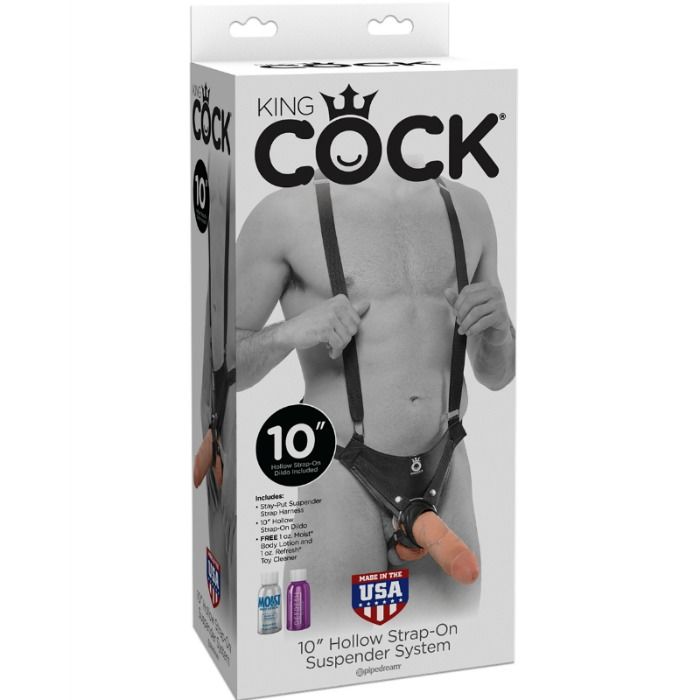 KING COCK - HARNAIS AVEC GODEMICHET CREUX 25,5 CM COULEUR CHAIR