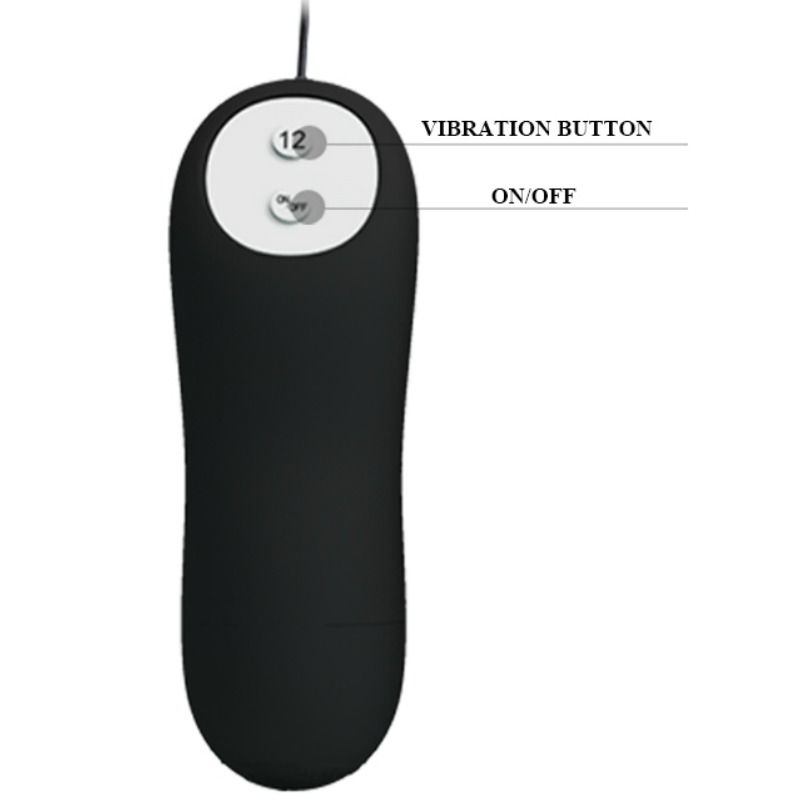 PRETTY LOVE - PLUG ANAL ANCRE SILICONE 12 MODES DE VIBRATION NOIR