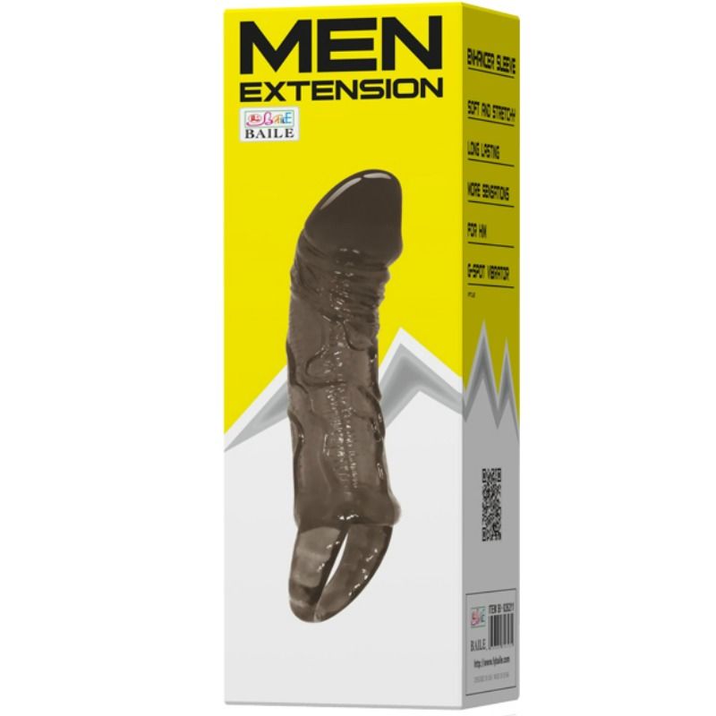 BAILE - GAINE D'EXTENSION PÉNIS AVEC SANGLE POUR TESTICULES 11.5 CM