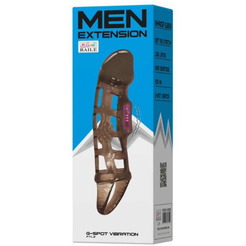 BAILE - GAINE D'EXTENSION DE PÉNIS VIBRANTE AVEC SANGLE 13.5 CM