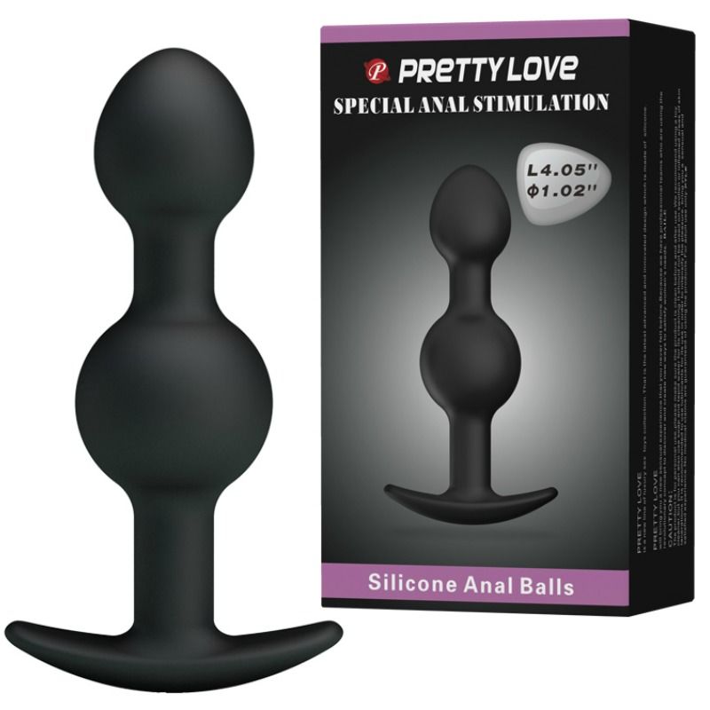 PRETTY LOVE - BOULES ANALES EN SILICONE AVEC STIMULATION SPÉCIALE 10,3 CM NOIR