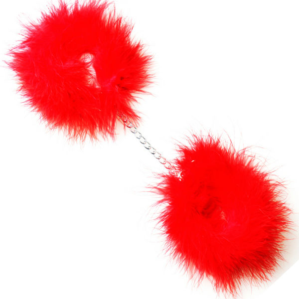 SECRETPLAY - MENOTTES PLUMES DE MARABOUT ROUGES