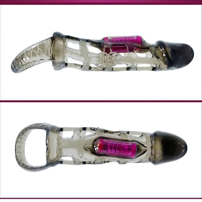 BAILE - GAINE D'EXTENSION DE PÉNIS VIBRANTE AVEC SANGLE 13.5 CM