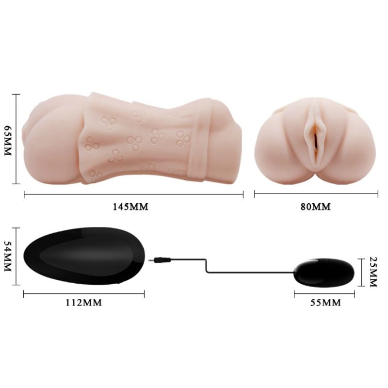 CRAZY BULL - MASTURBATEUR VAGINAL PEAU D'EAU AVEC BALLE VIBRANTE 2