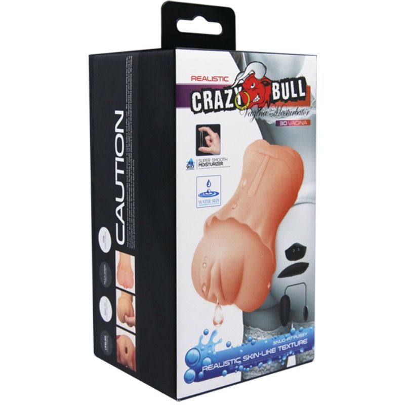 CRAZY BULL - MASTURBATEUR VAGINAL PEAU D'EAU AVEC BALLE VIBRANTE 2
