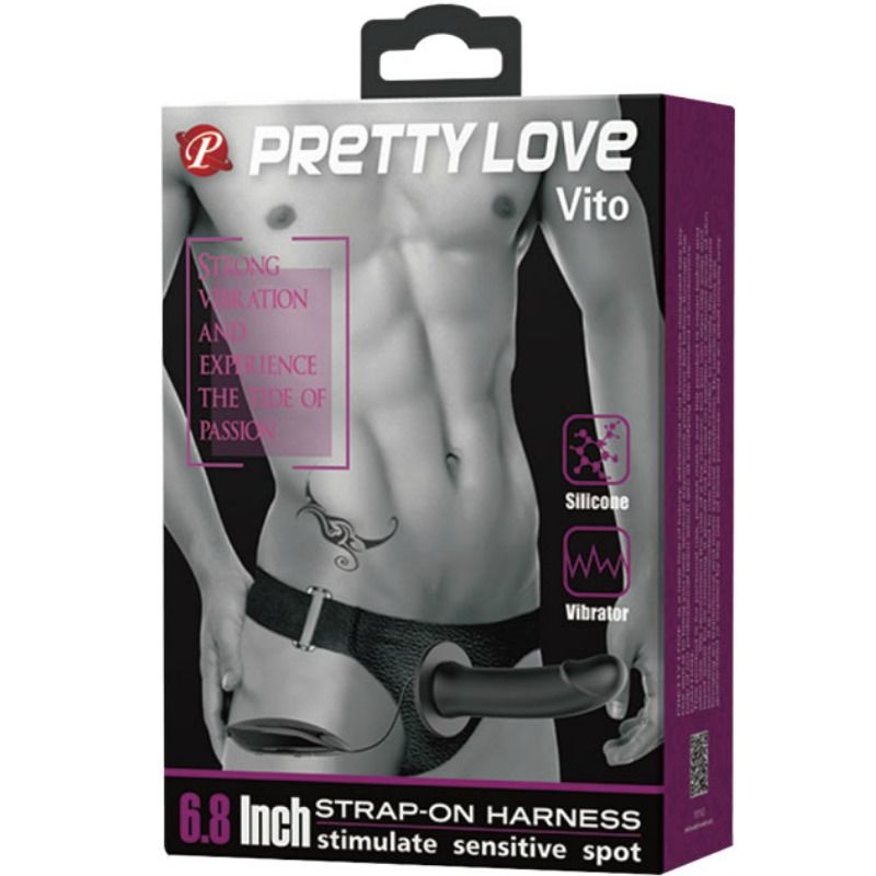 PRETTY LOVE - VITO STRAP-ON AVEC DILDO CREUX ET VIBRATION 17.3 CM