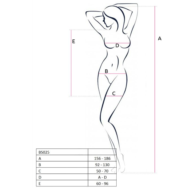 PASSION - WOMAN BS025 BODY BAS RÉSILLE NOIR STYLE VÊTEMENT TAILLE UNIQUE