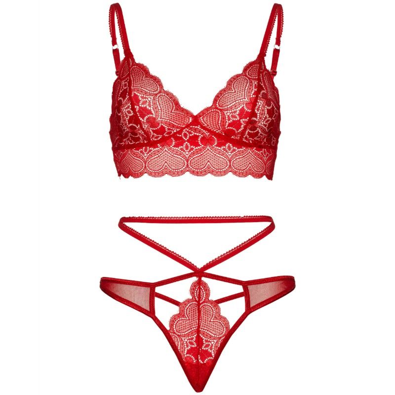 LEG AVENUE - ENSEMBLE 2 PIÈCES AVEC STRING DOUBLE BRETELLE M/L ROUGE