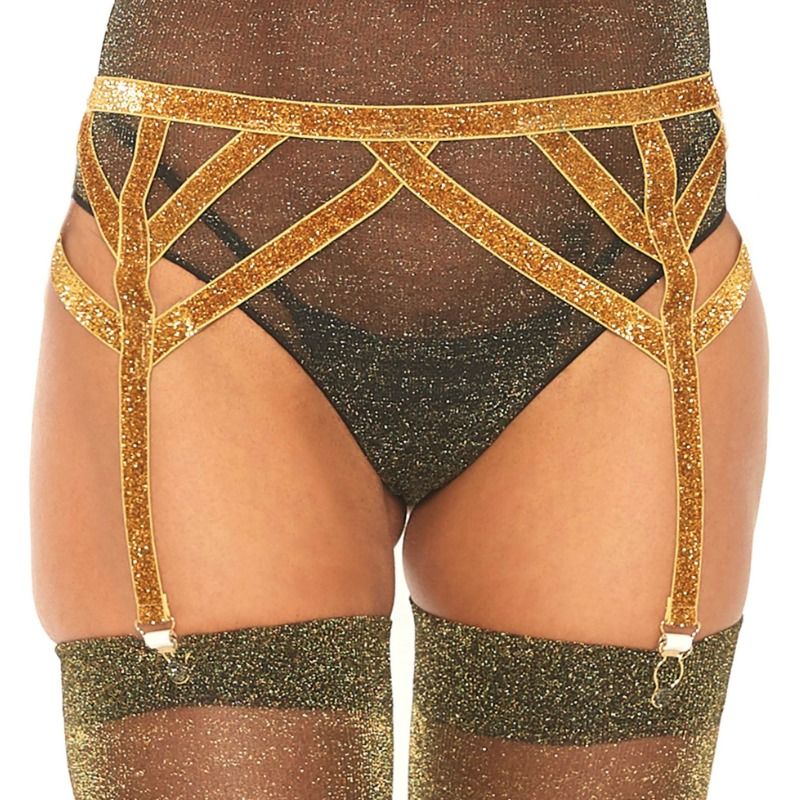 LEG AVENUE - PORTE-JARRETELLES ÉLASTIQUE EN LUREX, TAILLE UNIQUE