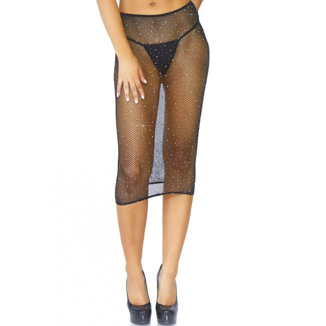 LEG AVENUE - ROBE MULTIUSAGE EN RÉSILLE CRISTALLISÉE NOIR TAILLE UNIQUE