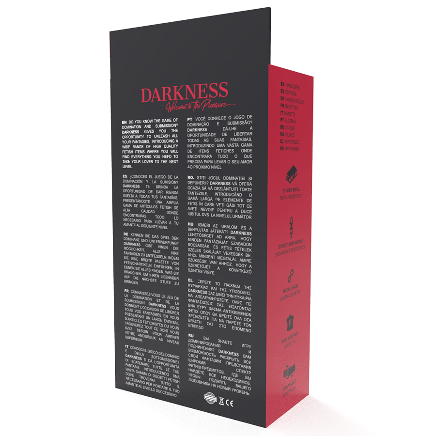 DARKNESS - MENOTTES RÉGLABLES CHEVILLES-MAINS EN CUIR NOIR