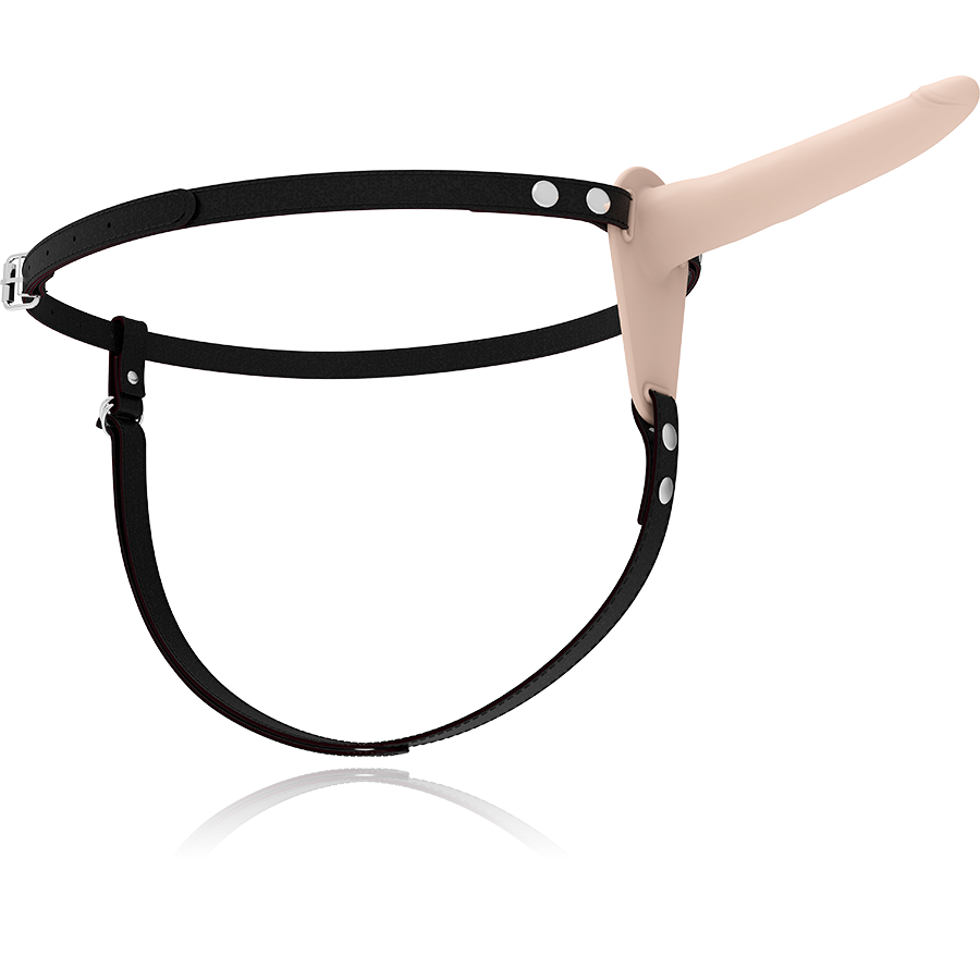 HARNAIS FÉTICHE SOUMIS - VIBREUR SILICONE COULEUR CHAIR 15 CM