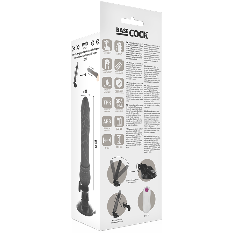 BASECOCK - VIBREUR RÉALISTE TÉLÉCOMMANDÉ NATUREL 19.5 CM -O- 4 CM