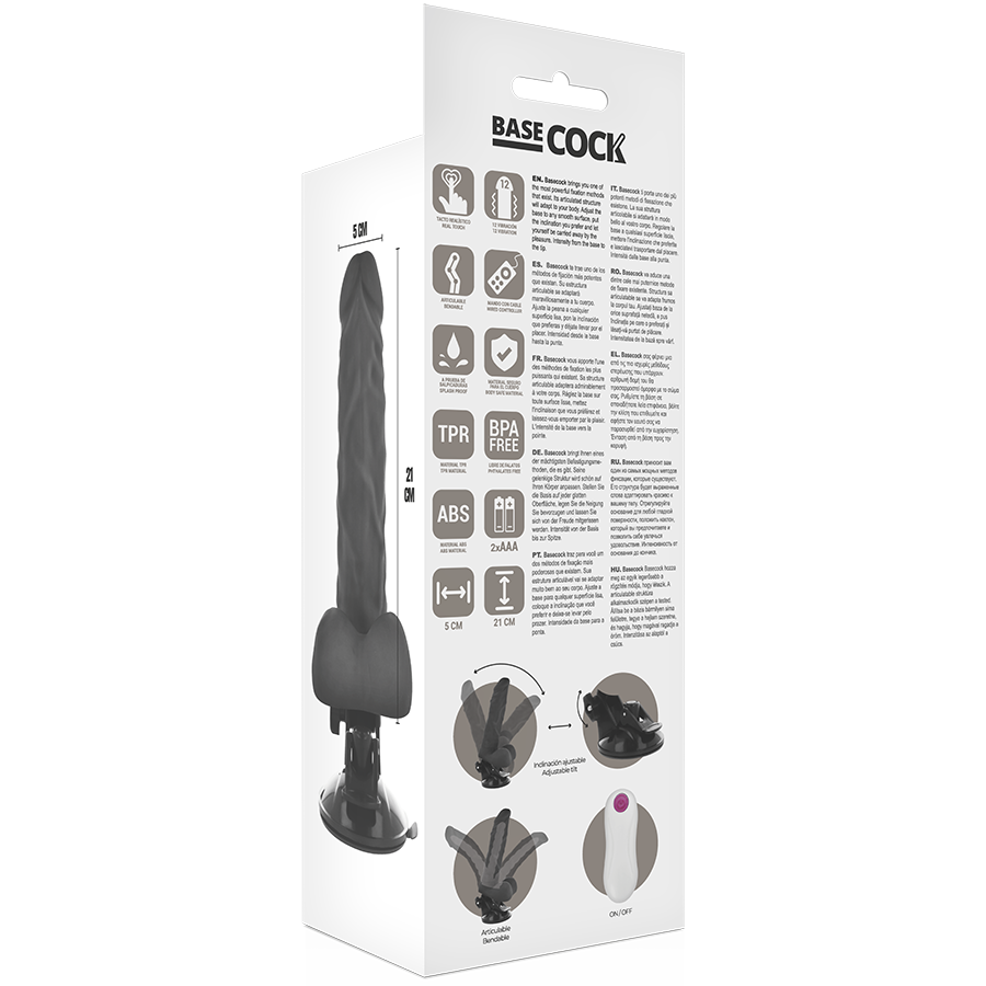 BASECOCK - VIBRATEUR RÉALISTE ARTICULÉ TÉLÉCOMMANDE NATUREL 21 CM -O- 5 CM