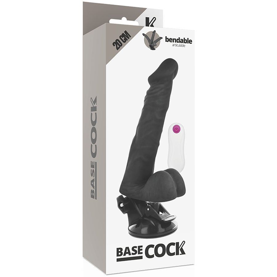 BASECOCK - VIBROMASSEUR RÉALISTE ARTICULÉ TÉLÉCOMMANDE NATUREL 20 CM -OU- 4.5 CM