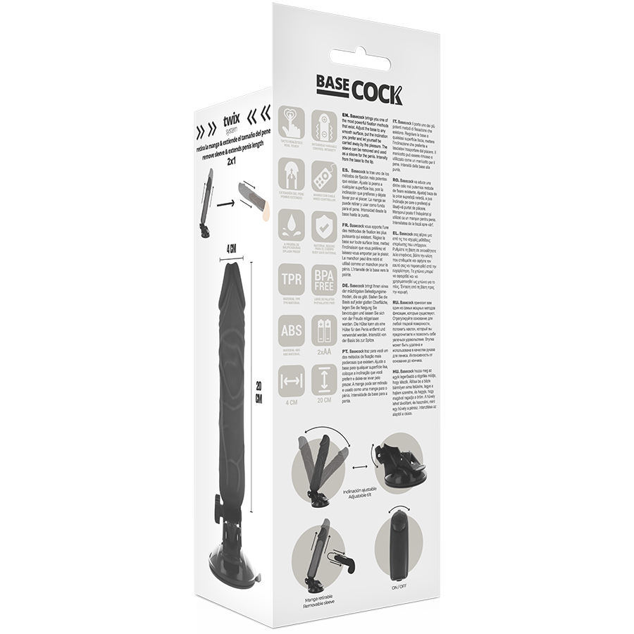BASECOCK - VIBRATEUR RÉALISTE TÉLÉCOMMANDÉ NATUREL 20 CM -O- 4 CM