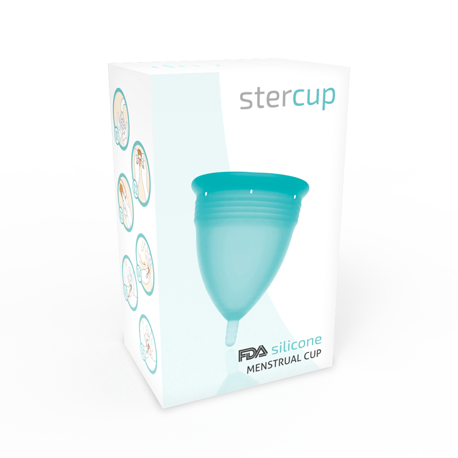 STERCUP - COUPE MENSTRUELLE EN SILICONE DE QUALITÉ ALIMENTAIRE AQUAMARINE - TAILLE S