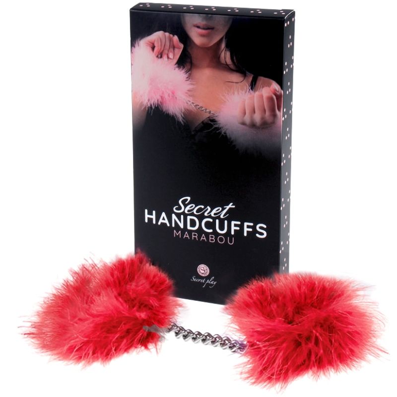 SECRETPLAY - MENOTTES PLUMES DE MARABOUT ROUGES