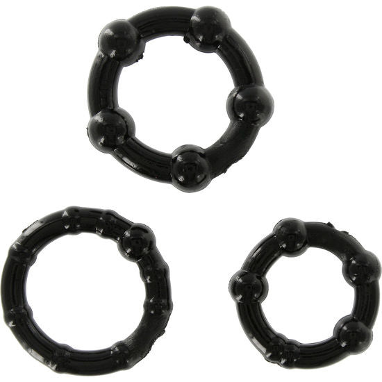 SEVEN CREATIONS - COFFRET DE TROIS ANNEAUX PÉNIS NOIRS