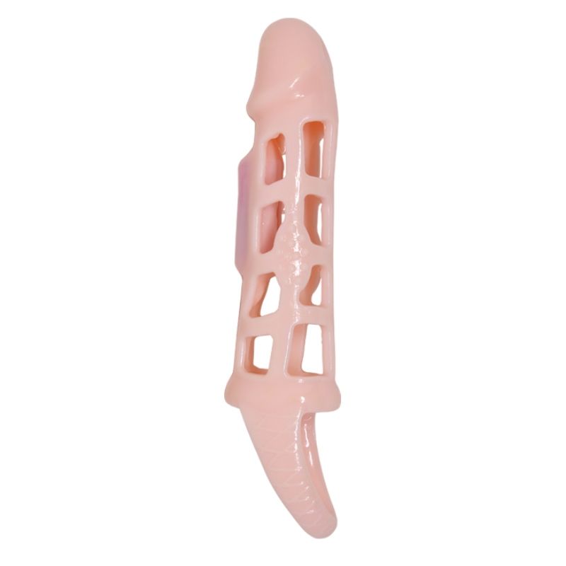 BAILE - HOUSSE D'AGRANDISSEUR DE PÉNIS VIBRANTE AVEC SANGLE NATURELLE 13.5 CM
