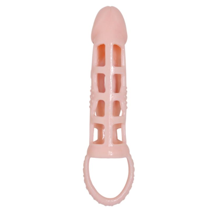 BAILE - HOUSSE D'AGRANDISSEUR DE PÉNIS VIBRANTE AVEC SANGLE NATURELLE 13.5 CM