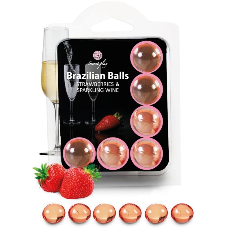 SECRETPLAY - LOT DE 6 BOULES BRÉSILIENNES FRAISE ET CAVA