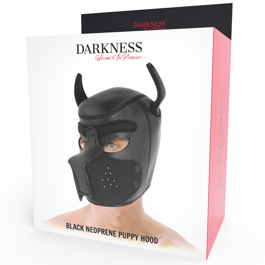 DARKNESS - MASQUE DE CHIEN EN NÉOPRÈNE AVEC MUSELIÈRE AMOVIBLE