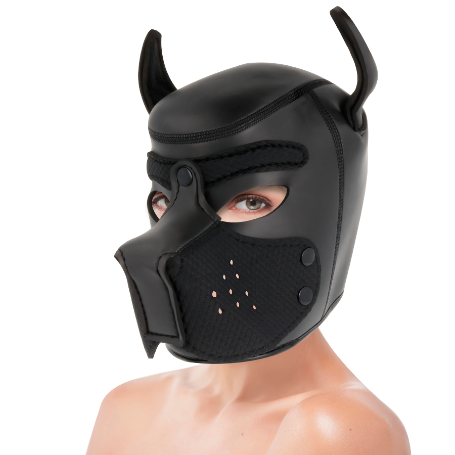 DARKNESS - MASQUE DE CHIEN EN NÉOPRÈNE AVEC MUSELIÈRE AMOVIBLE