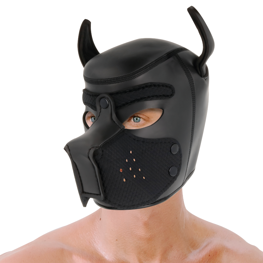 DARKNESS - MASQUE DE CHIEN EN NÉOPRÈNE AVEC MUSELIÈRE AMOVIBLE