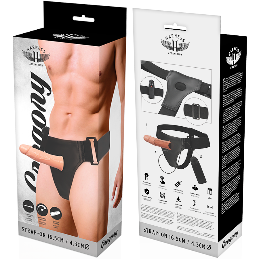 HARNAIS ATTRACTION - GREGORY HOLLOW RNES AVEC VIBRATEUR 16.5 CM -O- 4.3 CM