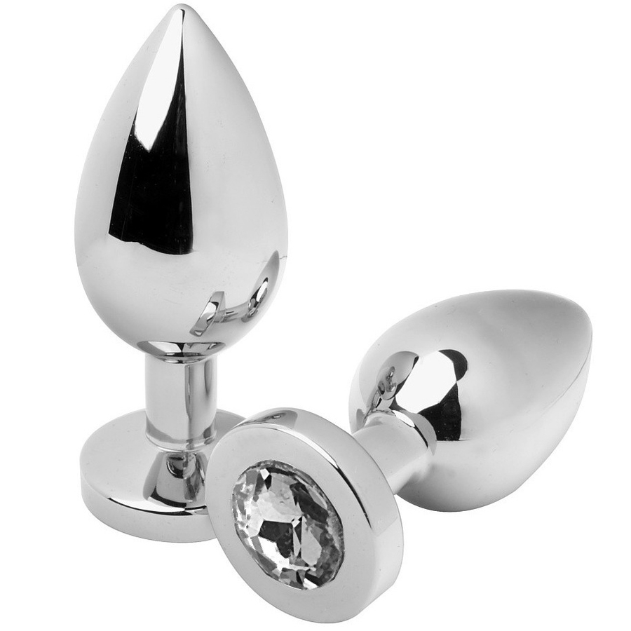 METAL HARD - PLUG ANAL DIAMANT TRANSPARENT MOYEN 7,62 CM