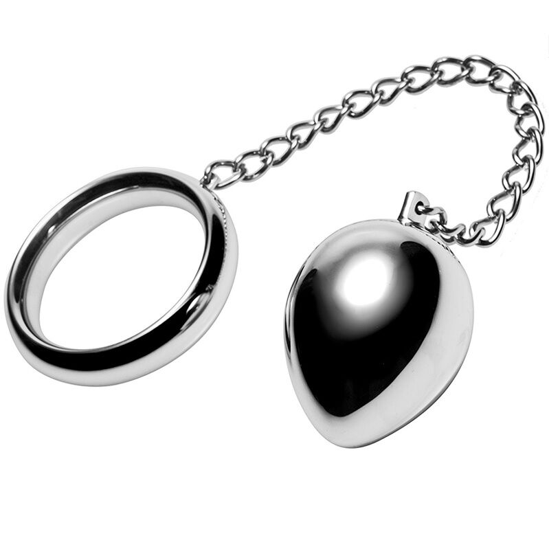 METAL HARD - COCKRING 50MM + CHAÎNE AVEC BOULE EN MÉTAL