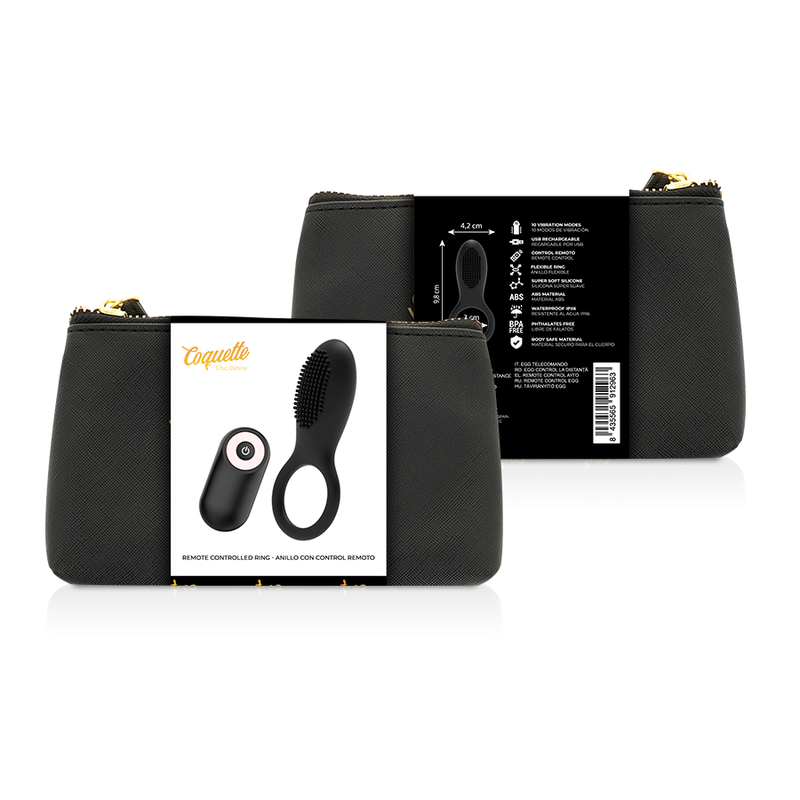 COQUETTE CHIC DESIRE - ANNEAU PÉNIEN TÉLÉCOMMANDÉ RECHARGEABLE NOIR/OR