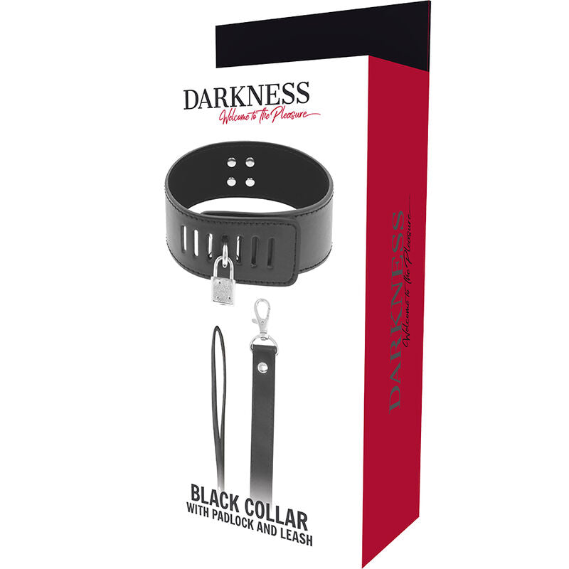 TÉNÈBRES - COLLIER BDSM AVEC CADENAS NOIR