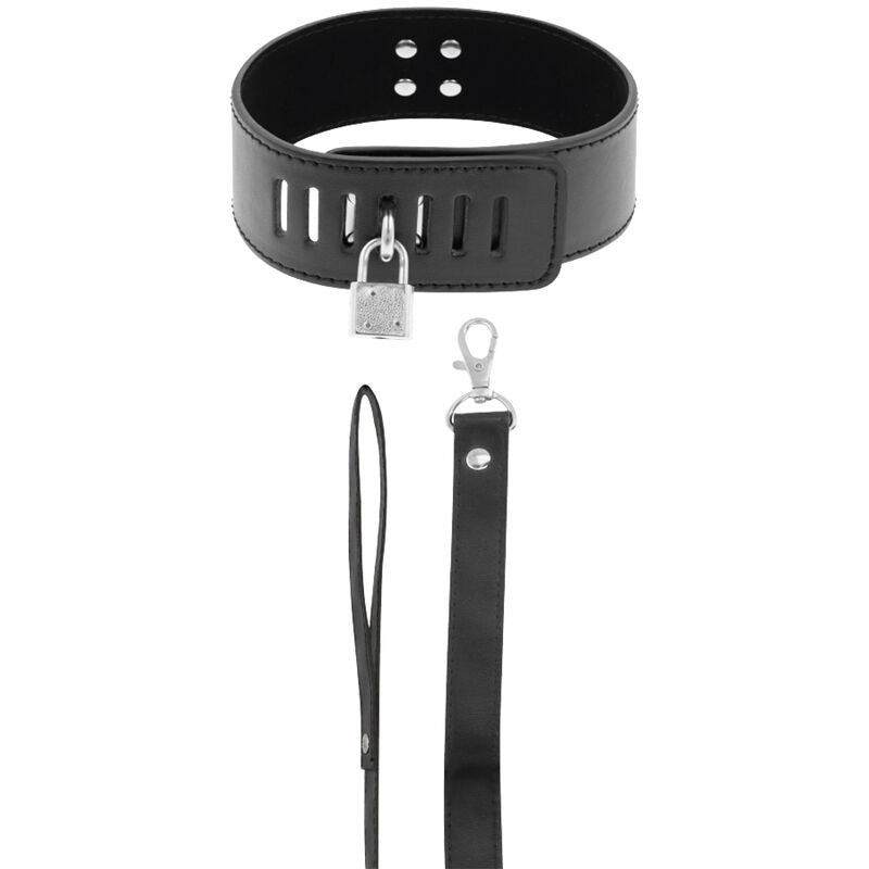 TÉNÈBRES - COLLIER BDSM AVEC CADENAS NOIR