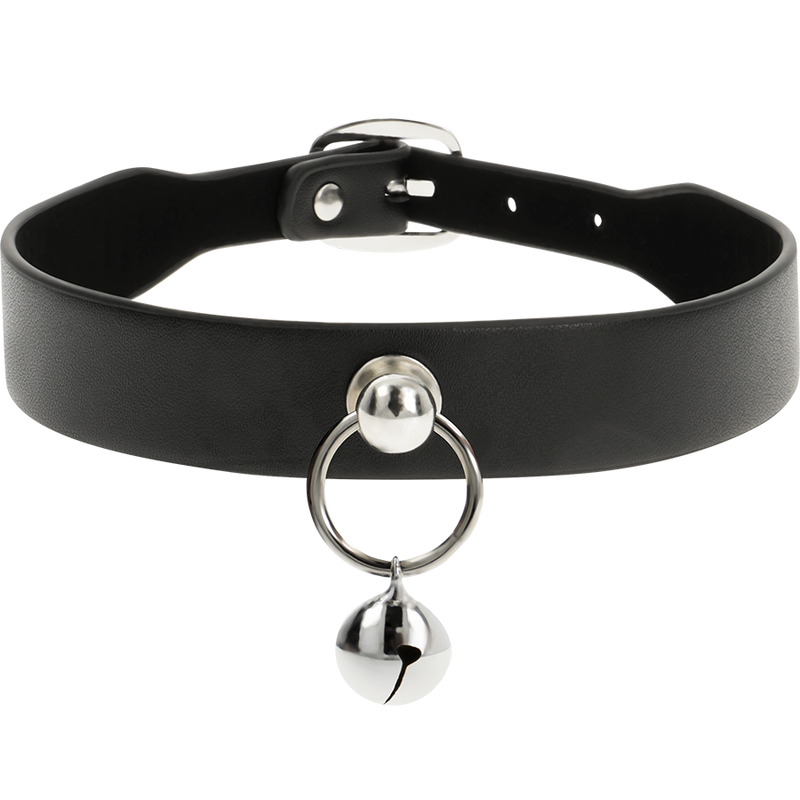 COQUETTE CHIC DESIRE - COLLIER RAS DU COU EN CUIR VÉGÉTALIEN ACCESSOIRE FEMME CLOCHETTE/ANNEAU