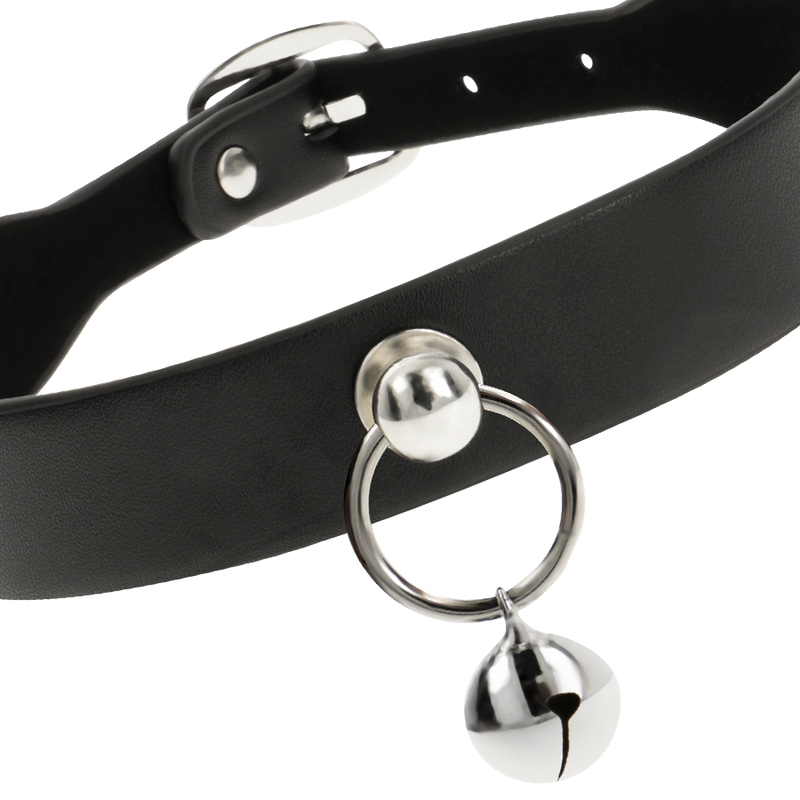 COQUETTE CHIC DESIRE - COLLIER RAS DU COU EN CUIR VÉGÉTALIEN ACCESSOIRE FEMME CLOCHETTE/ANNEAU