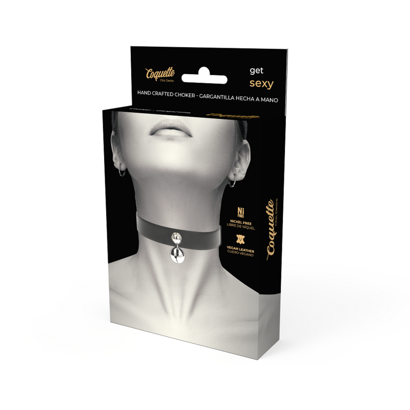COQUETTE CHIC DESIRE - COLLIER EN CUIR VÉGÉTALIEN POUR FEMMES ACCESSOIRE CLOCHETTE