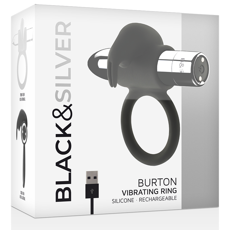 NOIR & ARGENT - ANNEAU RECHARGEABLE BURTON 10 MODES DE VIBRATION