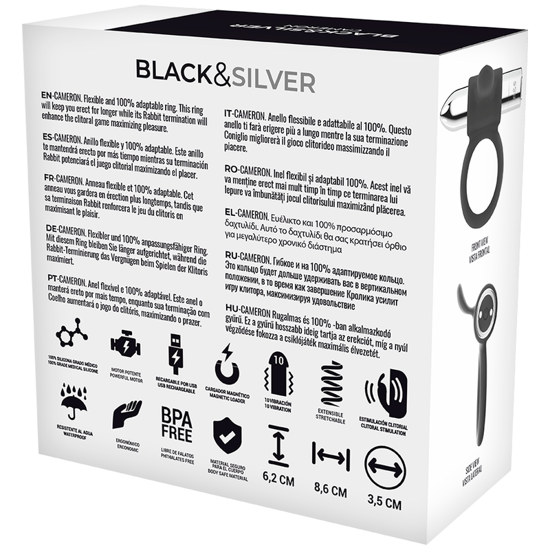 BLACK&SILVER - CAMERON ANNEAU RECHARGEABLE ARGENT