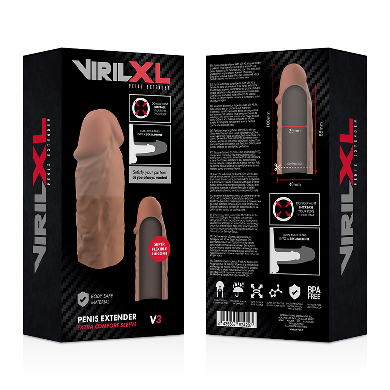 VIRILXL - ALLONGE PÉNIS EN SILICONE LIQUIDE MARRON V3