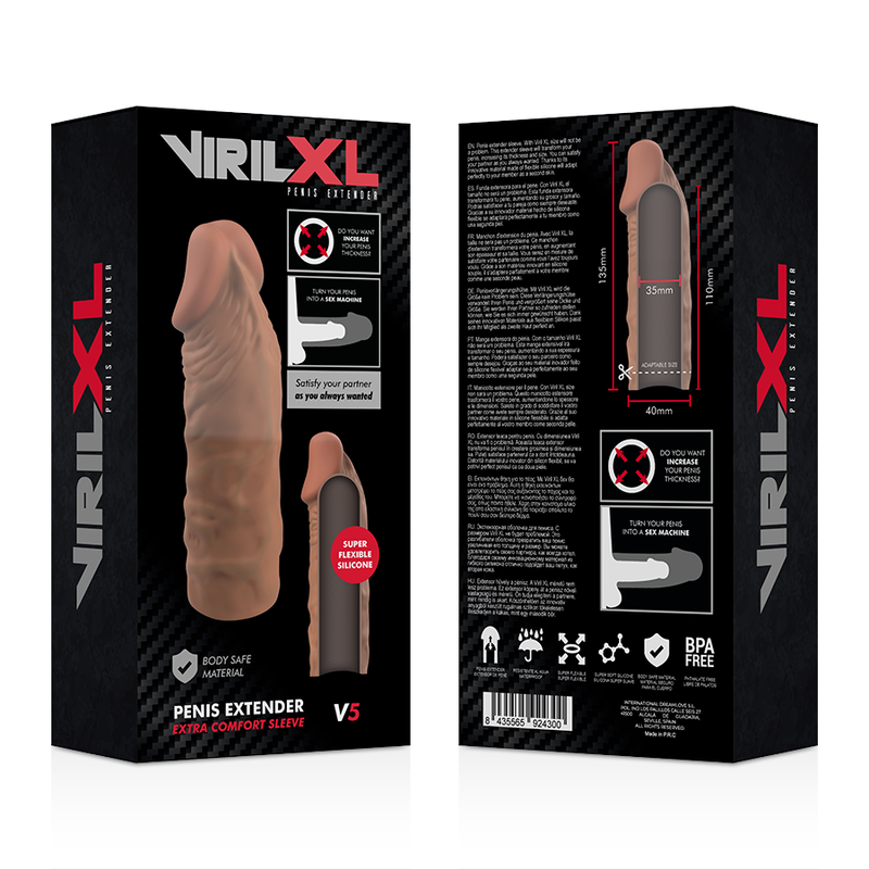 VIRILXL - ALLONGE PÉNIS EN SILICONE LIQUIDE V5 BRUN