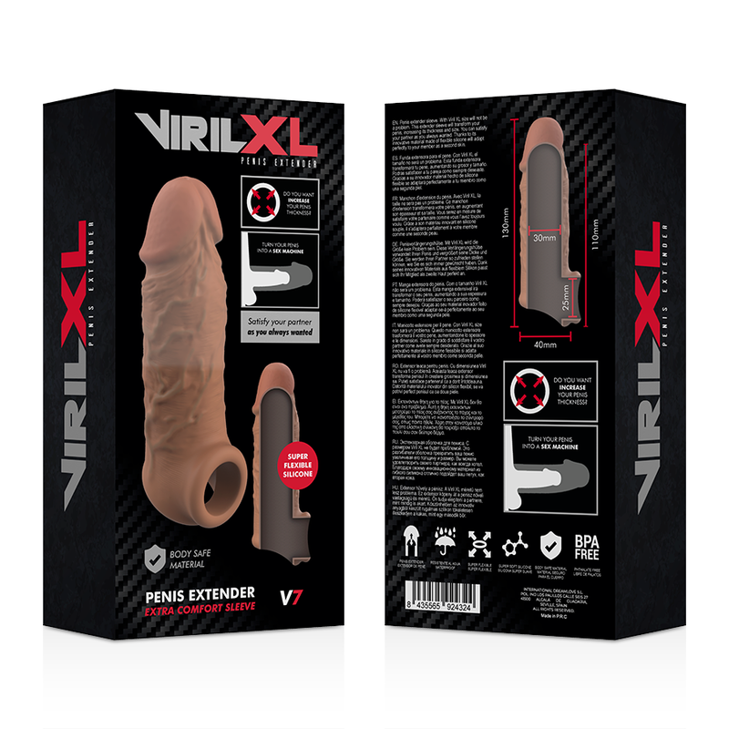 VIRILXL - ALLONGEMENT DE PÉNIS BRUN EN SILICONE LIQUIDE V7