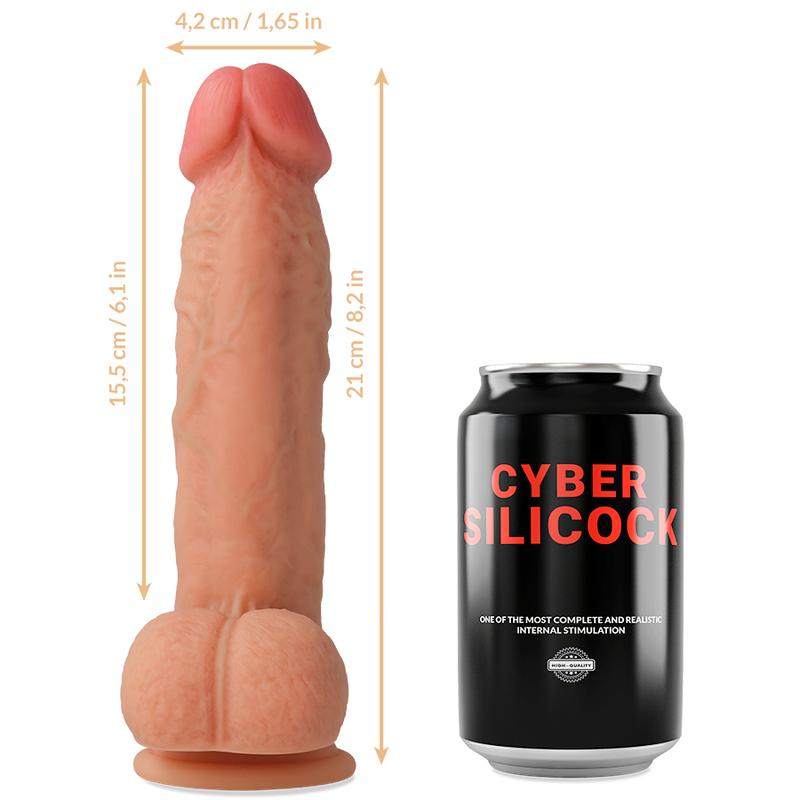 CYBER SILICOCK - STRAP-ON EN SILICONE LIQUIDE AVEC 3 ANNEAUX GRATUITS 15.5 CM -O- 4.2 CM