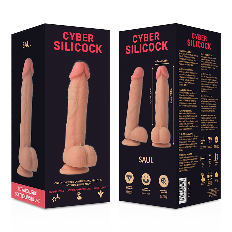 CYBER SILICOCK - STRAP-ON EN SILICONE LIQUIDE AVEC 3 ANNEAUX GRATUITS 15.5 CM -O- 4.2 CM