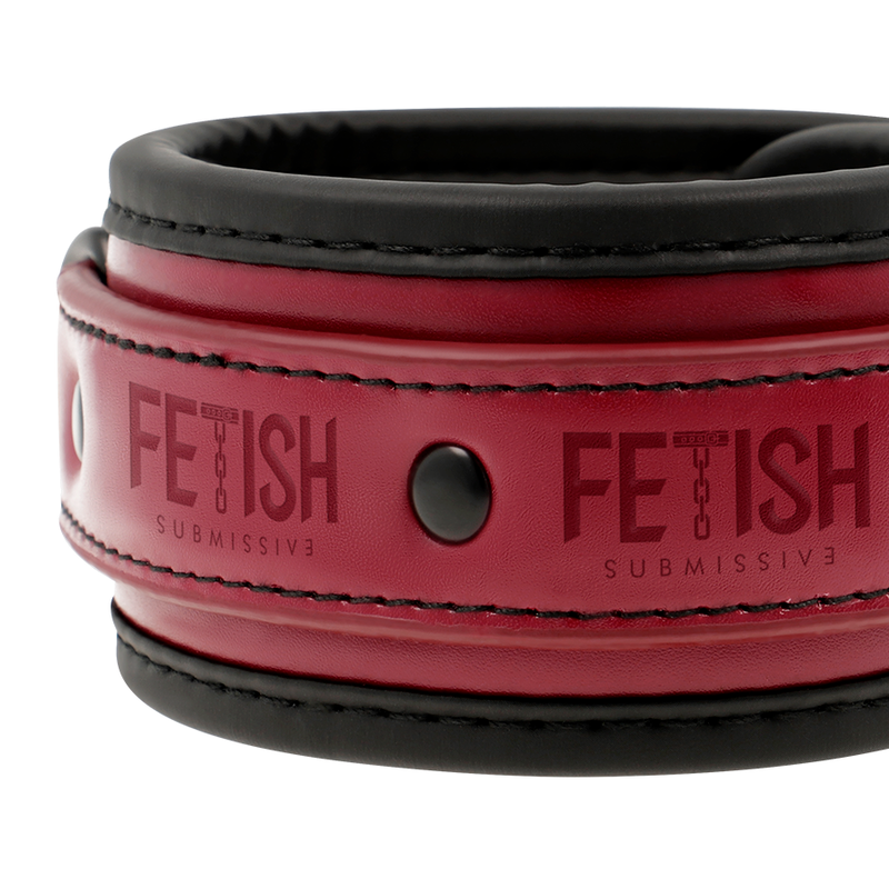 FETISH SOUMISSE CHAMBRE NOIRE - MENOTTES EN CUIR VÉGÉTALIEN DOUBLÉ DE NÉOPRÈNE