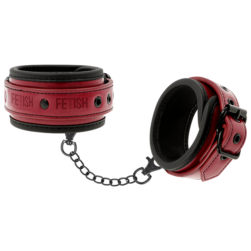 FETISH SOUMISSE DARK ROOM - MENOTTES DE CHEVILLE EN CUIR VÉGÉTALIEN AVEC DOUBLURE EN NÉOPRÈNE