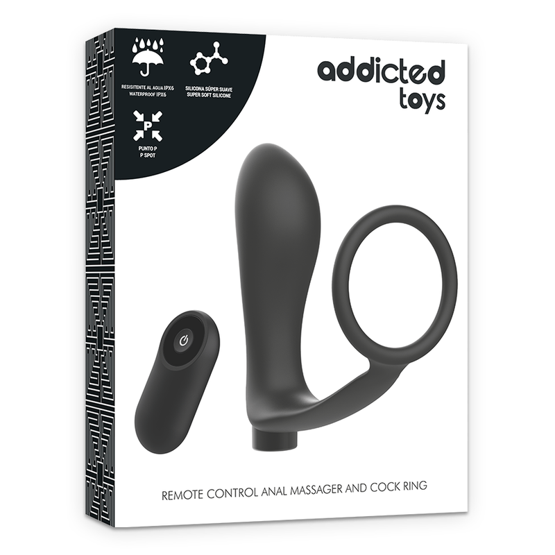 ADDICTED TOYS - ANNEAU PÉNIEN TÉLÉCOMMANDÉ PLUG ANAL NOIR RECHARGEABLE